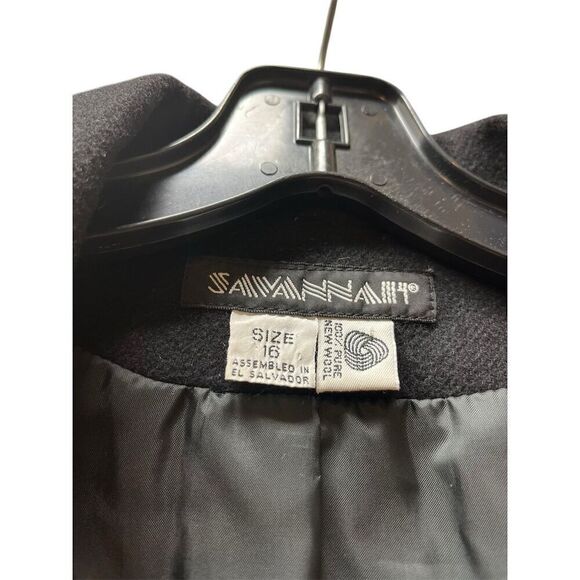 Savannah Women's Vintage Black Wool Blend Blazer Coat Size 16 - Picture 9 of 11